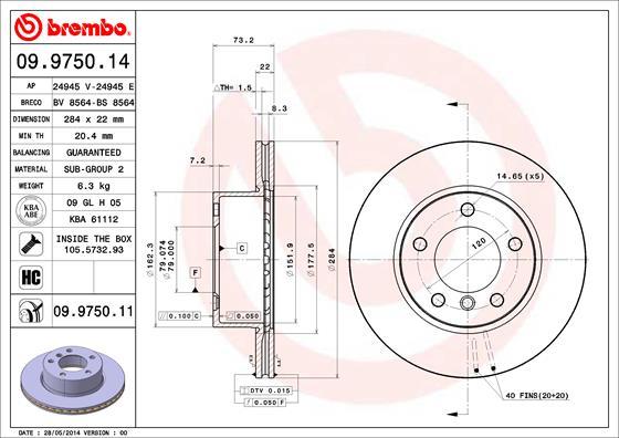 Brembo 09.9750.11 - Brake Disc onlydrive.pro
