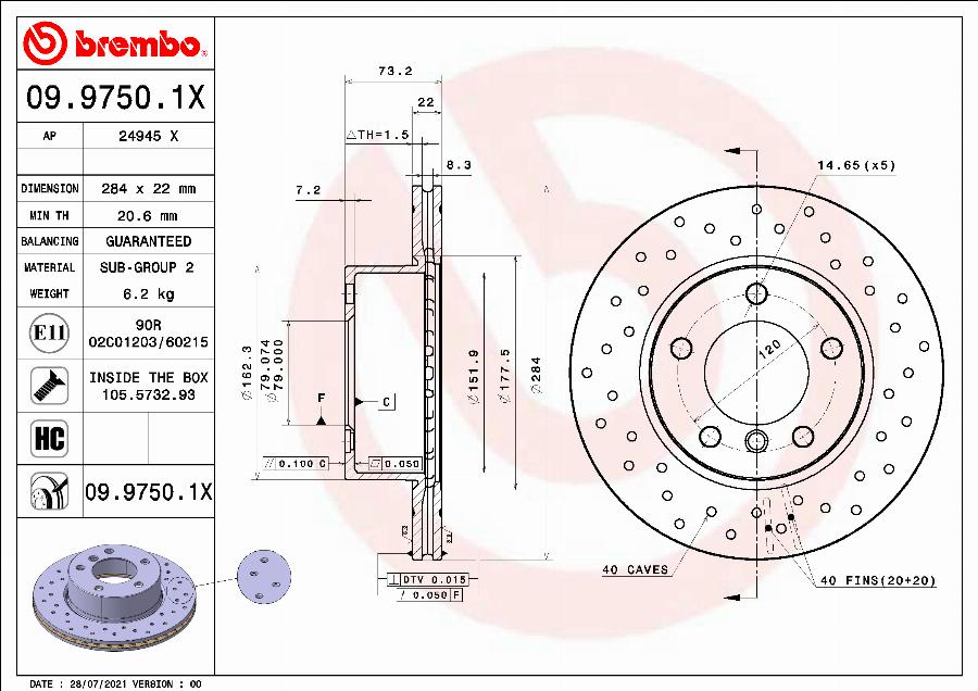 Brembo 09.9750.1X - Brake Disc onlydrive.pro