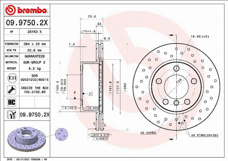 Brembo 09.9750.2X - Brake Disc onlydrive.pro