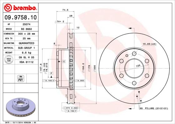 Brembo 09.9758.10 - Brake Disc onlydrive.pro