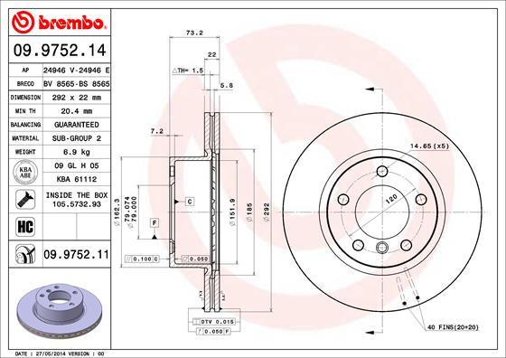 Brembo 09.9752.11 - Brake Disc onlydrive.pro