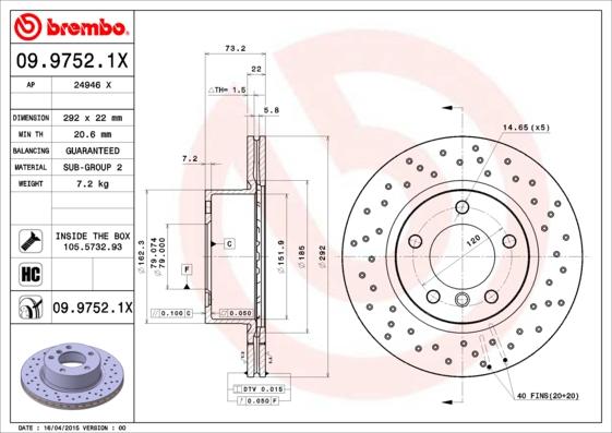 Brembo 09.9752.1X - Brake Disc onlydrive.pro