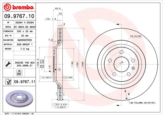 Brembo 09.9767.11 - Brake Disc onlydrive.pro