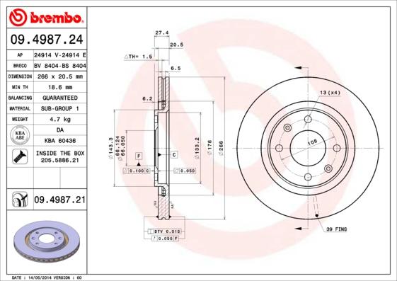 Brembo 09.4987.21 - Brake Disc onlydrive.pro