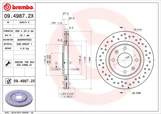 Brembo 09.4987.2X - Brake Disc onlydrive.pro