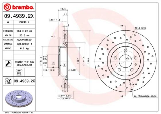 Brembo 09.4939.2X - Brake Disc onlydrive.pro