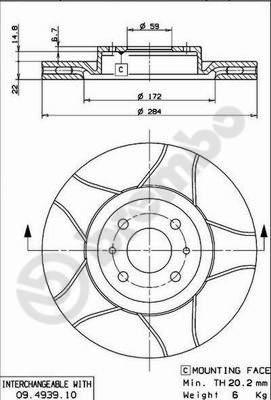 Brembo 09.4939.75 - Bremžu diski onlydrive.pro