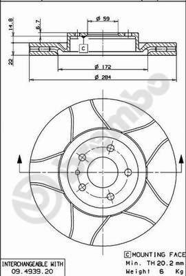 Brembo 09.4939.76 - Bremžu diski onlydrive.pro