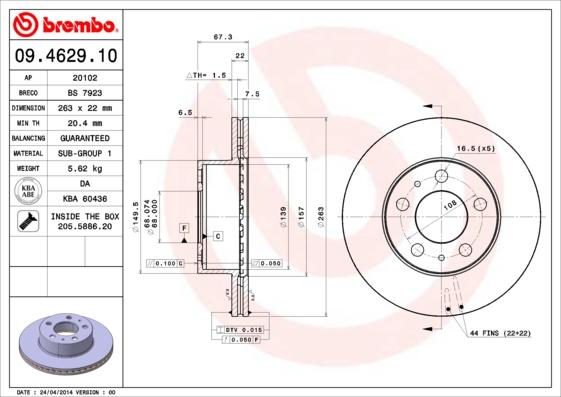 Brembo 09.4629.10 - Brake Disc onlydrive.pro