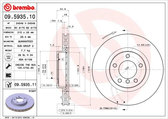 Brembo 09.5935.11 - Brake Disc onlydrive.pro