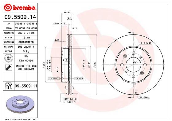 Brembo 09.5509.11 - Bremžu diski onlydrive.pro