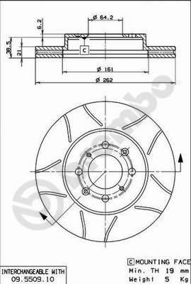 Brembo 09.5509.75 - Stabdžių diskas onlydrive.pro