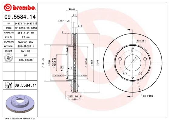 Brembo 09.5584.11 - Brake Disc onlydrive.pro