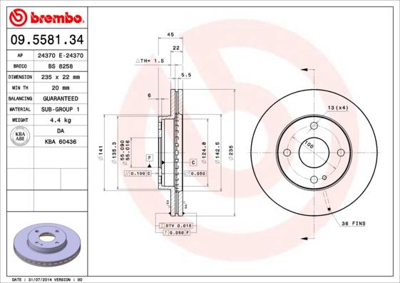 Brembo 09.5581.34 - Brake Disc onlydrive.pro