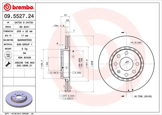 Brembo 09.5527.24 - Bremžu diski onlydrive.pro