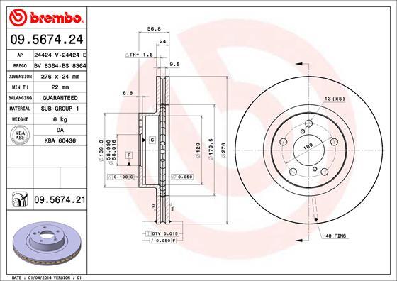 Brembo 09.5674.21 - Brake Disc onlydrive.pro