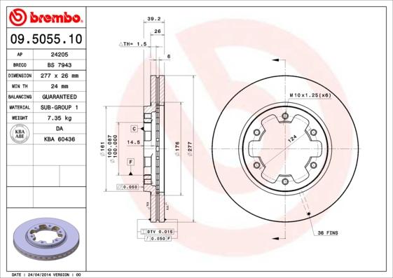 Brembo 09.5055.10 - Тормозной диск onlydrive.pro