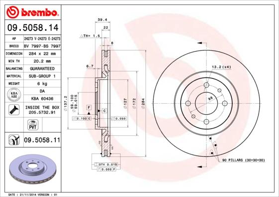 Brembo 09.5058.11 - Brake Disc onlydrive.pro