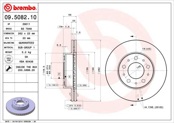 Brembo 09.5082.10 - Brake Disc onlydrive.pro