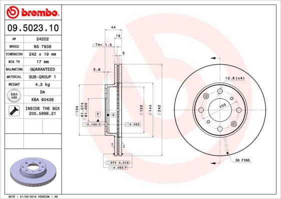 Brembo 09.5023.10 - Brake Disc onlydrive.pro