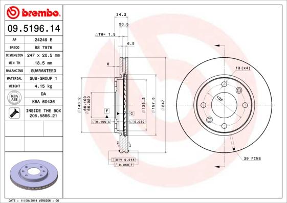 Brembo 09.5196.11 - Brake Disc onlydrive.pro