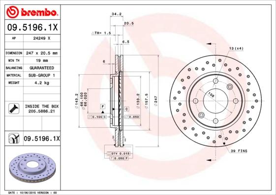 Brembo 09.5196.1X - Brake Disc onlydrive.pro