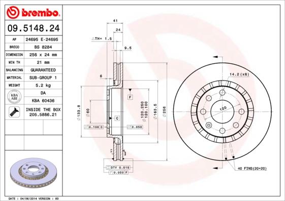 Brembo 09.5148.24 - Brake Disc onlydrive.pro