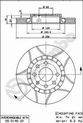 Brembo 09.5148.76 - Тормозной диск onlydrive.pro