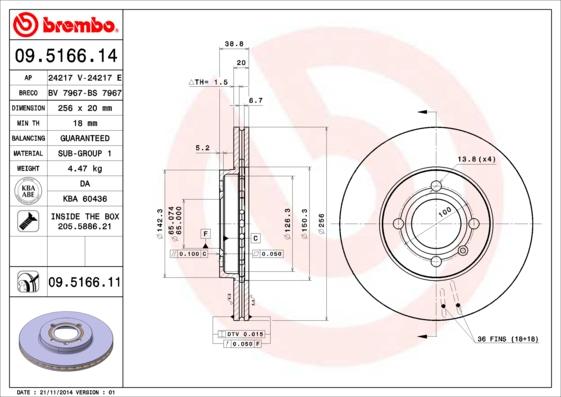 Brembo 09.5166.11 - Тормозной диск onlydrive.pro