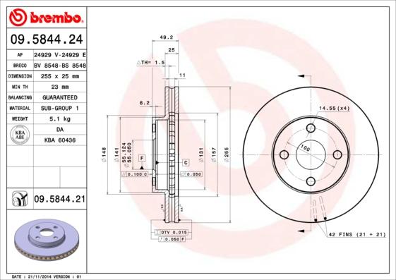 Brembo 09.5844.21 - Brake Disc onlydrive.pro