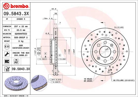 Brembo 09.5843.3X - Brake Disc onlydrive.pro