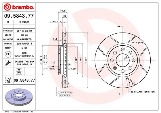 Brembo 09.5843.77 - Piduriketas onlydrive.pro