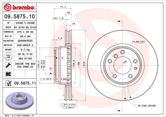 Brembo 09.5875.11 - Brake Disc onlydrive.pro