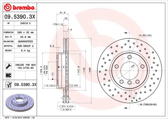 Brembo 09.5390.3X - Brake Disc onlydrive.pro