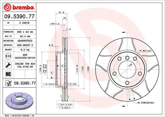 Brembo 09.5390.77 - Brake Disc onlydrive.pro