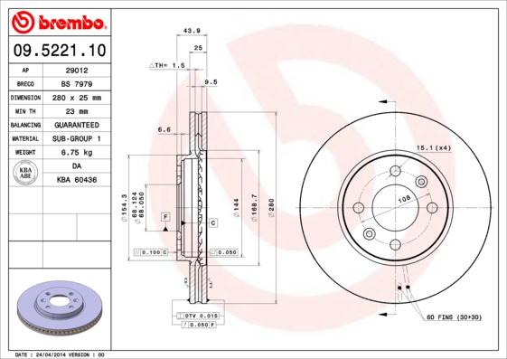 Brembo 09.5221.10 - Brake Disc onlydrive.pro