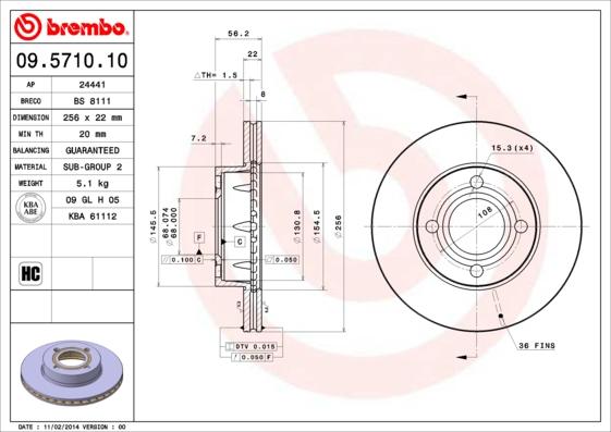 Brembo 09.5710.10 - Brake Disc onlydrive.pro