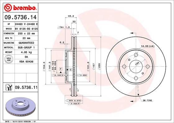 Brembo 09.5736.11 - Brake Disc onlydrive.pro