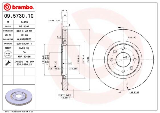 Brembo 09.5730.10 - Brake Disc onlydrive.pro