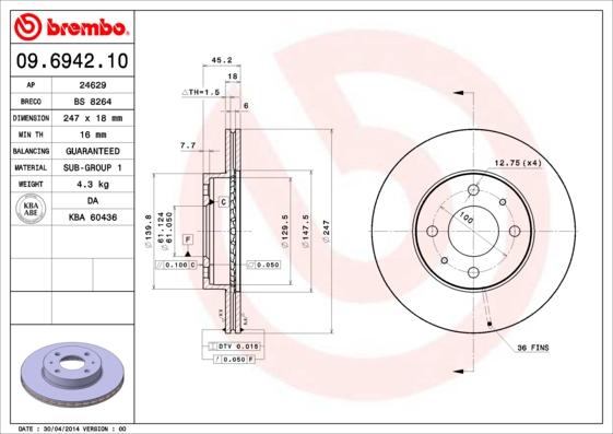 Brembo 09.6942.10 - Brake Disc onlydrive.pro