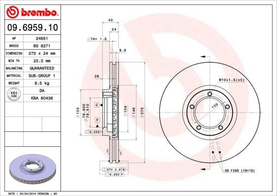 Brembo 09.6959.10 - Brake Disc onlydrive.pro
