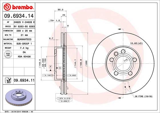 Brembo 09.6934.11 - Brake Disc onlydrive.pro