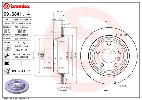 Brembo 09.6841.11 - Brake Disc onlydrive.pro
