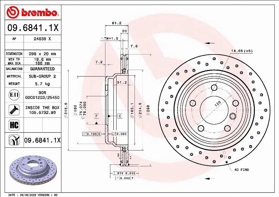 Brembo 09.6841.1X - Brake Disc onlydrive.pro