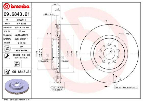 Brembo 09.6843.21 - Brake Disc onlydrive.pro