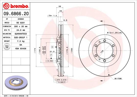 Brembo 09.6866.20 - Brake Disc onlydrive.pro