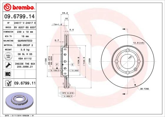 Brembo 09.6799.11 - Brake Disc onlydrive.pro