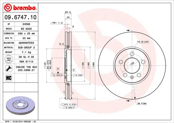 Brembo 09.6747.10 - Brake Disc onlydrive.pro