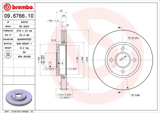 Brembo 09.6766.10 - Brake Disc onlydrive.pro