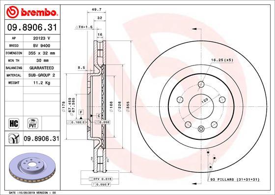 Brembo 09.8906.31 - Brake Disc onlydrive.pro